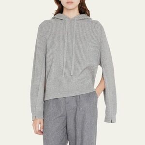 Maria McManus cashmere blend split sleeve reverse jersey hoodie in grey
